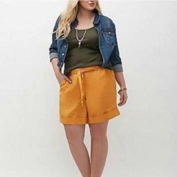 Lane Bryant Linen Blend Orange Shorts Size 26/28 NWT - Picture 1 of 8